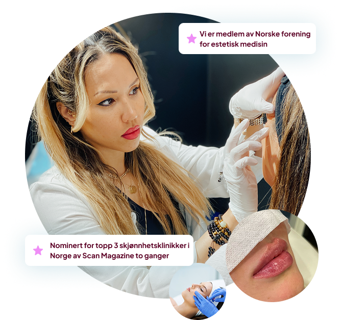 Aesthetic nurse performing a lip treatment in Oslo