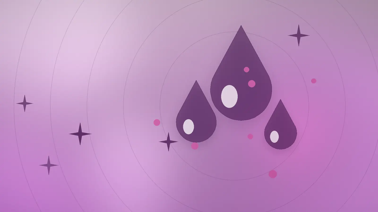 Abstrakt illustrasjon av dråper i lys blush-toner som symboliserer fin hud, fukt og balansert talgproduksjon