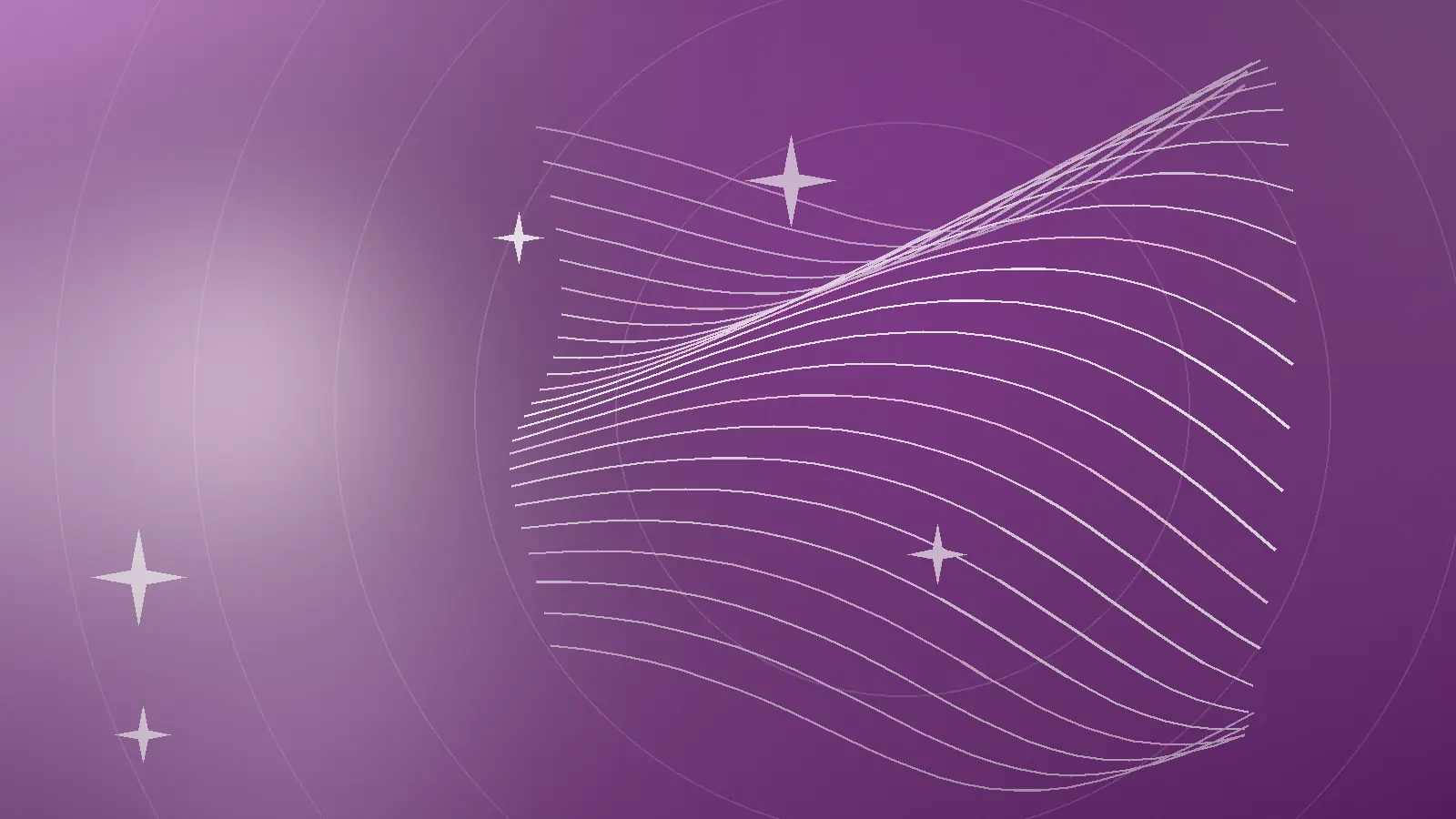 Abstrakt illustrasjon av hårstrå og glans i orkidé-toner som symboliserer leave in hårkur og hårolje
